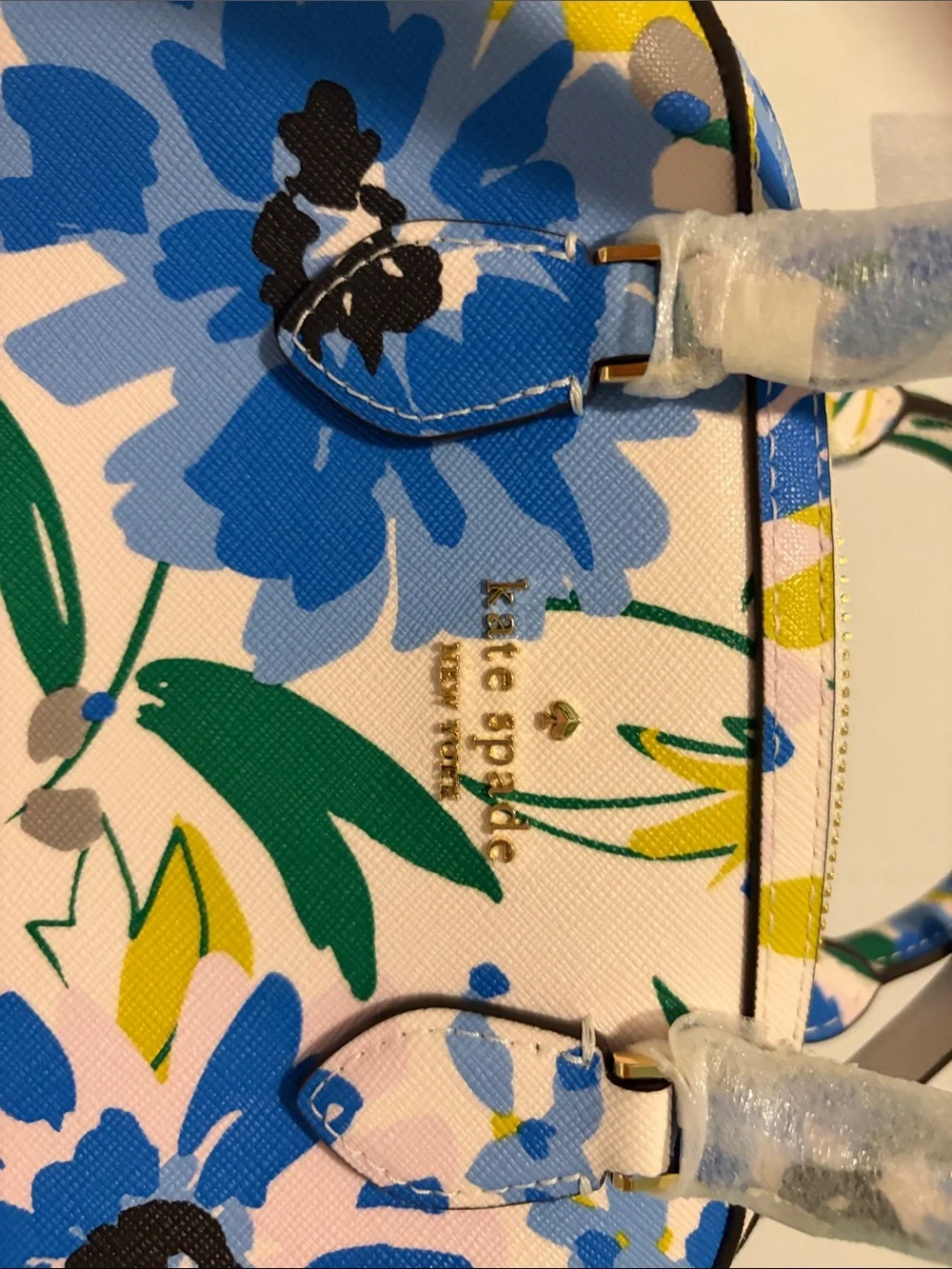kate spade Floral Print Mini Satchel in Blue, Green, Yellow, Cream